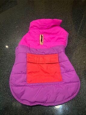 small Target Pink and Purple Quilted Dog Vest with Red Pocket